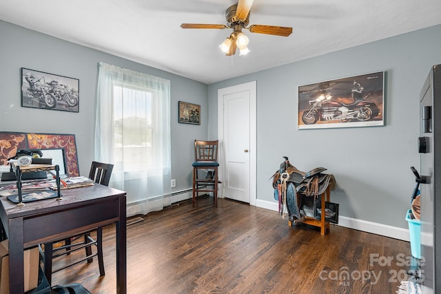 1266 18th St NE, Hickory, NC 28601 - office space with a ceiling fan, wood finished floors, and baseboards