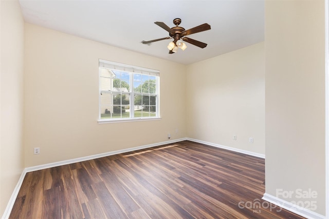13305 Mallard Landing Rd, Charlotte, NC 28278 - spare room featuring dark wood-type flooring, baseboards, and ceiling fan