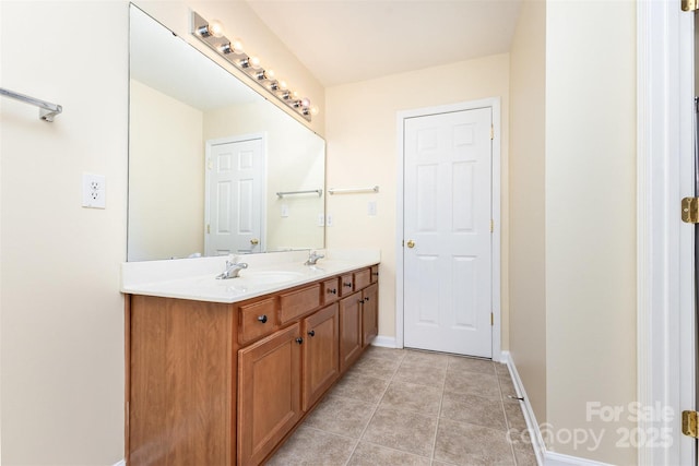 13305 Mallard Landing Rd, Charlotte, NC 28278 - bathroom featuring double vanity, baseboards, and tile patterned flooring