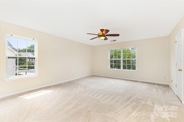 13305 Mallard Landing Rd, Charlotte, NC 28278 - spare room with baseboards, ceiling fan, and light colored carpet