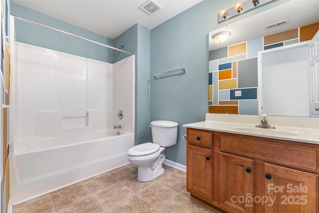 13305 Mallard Landing Rd, Charlotte, NC 28278 - full bathroom with toilet, vanity, shower / bath combination, baseboards, and tile patterned floors