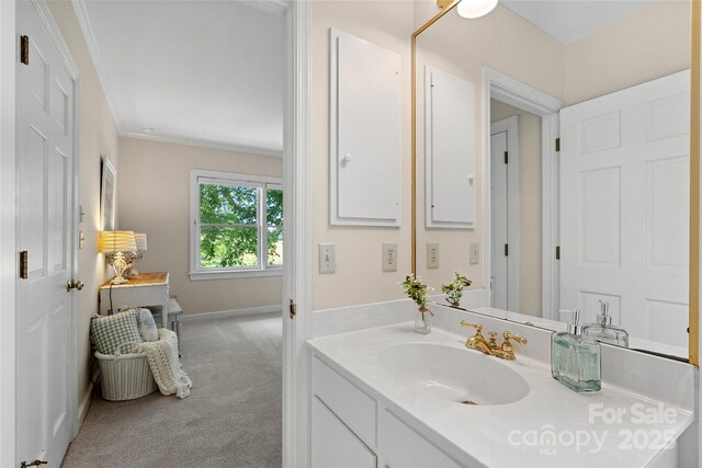 310 Southwood Ln, Columbus, NC 28722 - bathroom with vanity and ornamental molding