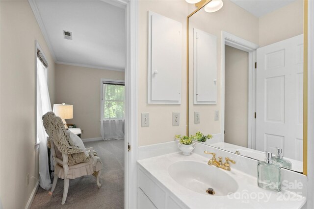 310 Southwood Ln, Columbus, NC 28722 - bathroom with vanity and ornamental molding