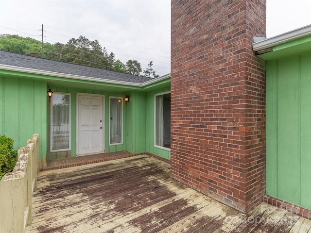 202 Terrell Rd, Clyde, NC 28721 - entrance to property with a deck, board and batten siding, and brick siding