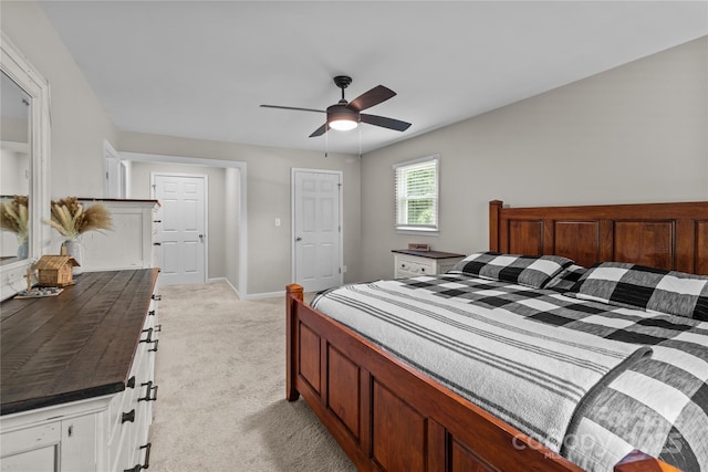 2146 Marwood Ln, Albemarle, NC 28001 - bedroom with light colored carpet, baseboards, and ceiling fan