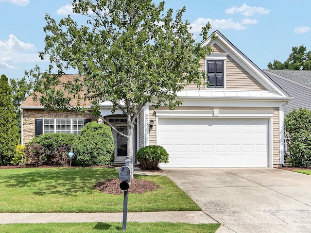 8603 Robinson Meadow Ct, Charlotte, NC 28277 - view of front of home featuring concrete driveway, a front lawn, and a garage