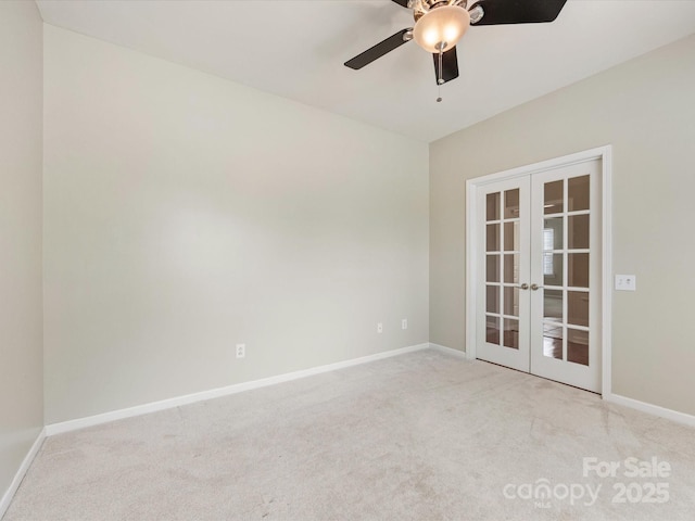 8603 Robinson Meadow Ct, Charlotte, NC 28277 - carpeted spare room with french doors and a ceiling fan