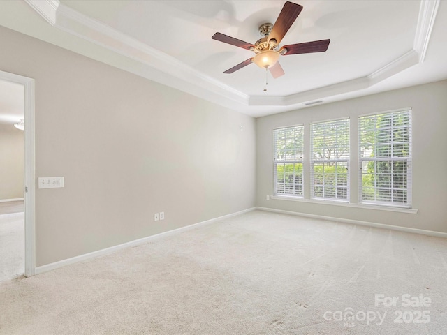 8603 Robinson Meadow Ct, Charlotte, NC 28277 - spare room with a tray ceiling, light carpet, crown molding, and ceiling fan