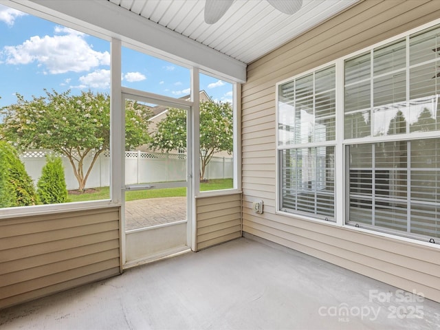 8603 Robinson Meadow Ct, Charlotte, NC 28277 - unfurnished sunroom with ceiling fan
