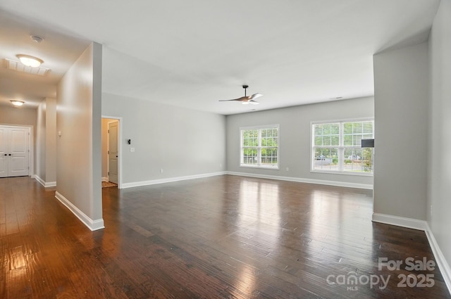 6618 Alexander Rd, Charlotte, NC 28270 - unfurnished room with a ceiling fan, dark wood-style flooring, and baseboards