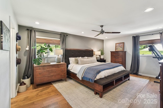 5 Lowry Ln, Weaverville, NC 28787 - bedroom featuring hardwood / wood-style flooring, recessed lighting, and ceiling fan