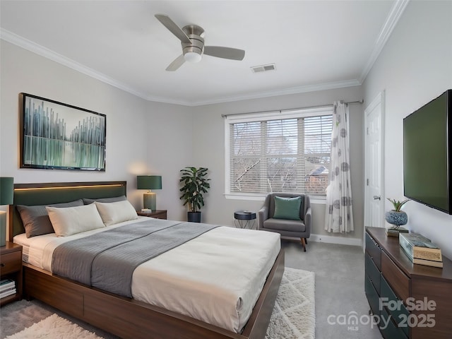 5617 Fairview Rd Unit 9, Charlotte, NC 28209 - bedroom featuring carpet, crown molding, and a ceiling fan