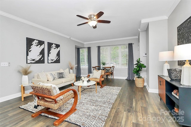 300 W 5th St Unit 003, Charlotte, NC 28202 - living room with ceiling fan, wood finished floors, and ornamental molding