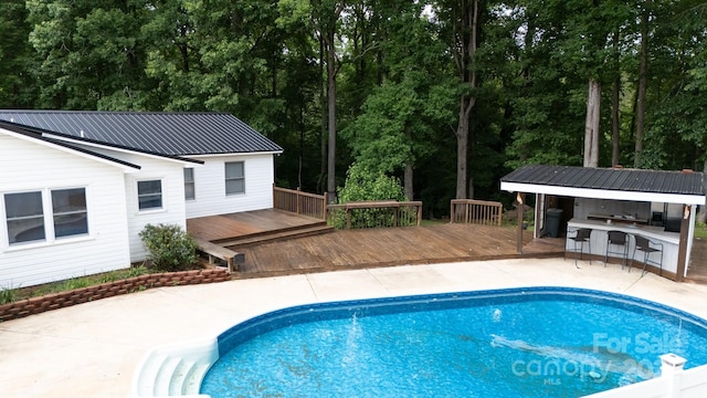 1197 Fincher Rd, Fort Lawn, SC 29714 - outdoor pool featuring a wooden deck and a patio