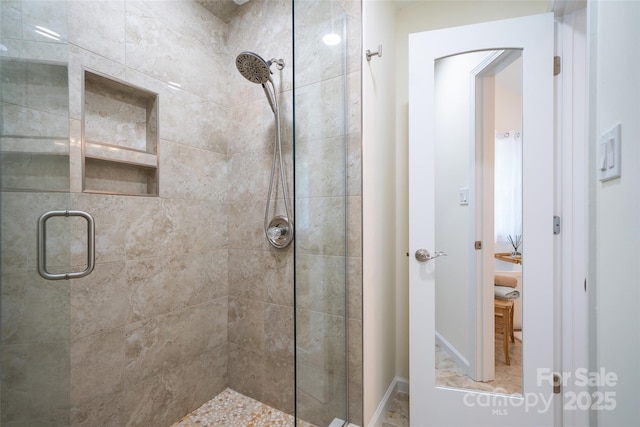 114 Coachmans Trl, Asheville, NC 28803 - bathroom featuring a shower stall and baseboards