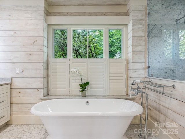 251 Toxaway Ct, Lake Toxaway, NC 28747 - full bathroom with a freestanding bath, vanity, and healthy amount of natural light