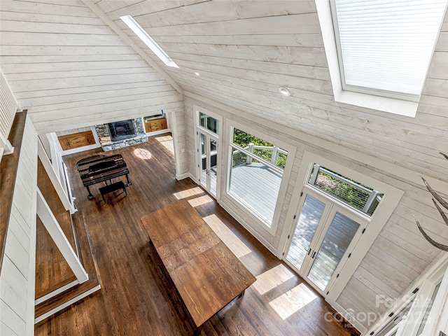 251 Toxaway Ct, Lake Toxaway, NC 28747 - sunroom / solarium with lofted ceiling, french doors, and a skylight