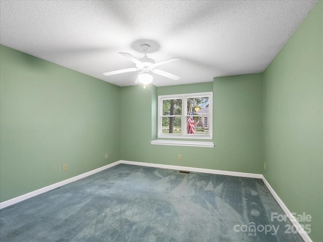 3327 Archdale Dr, Charlotte, NC 28210 - spare room featuring carpet flooring, baseboards, a ceiling fan, and a textured ceiling