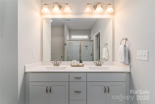 148 Kerri Dawn Ln, Locust, NC 28097 - full bathroom with double vanity and a shower stall