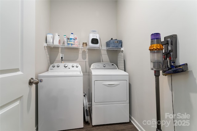 148 Kerri Dawn Ln, Locust, NC 28097 - washroom featuring independent washer and dryer and dark wood-type flooring