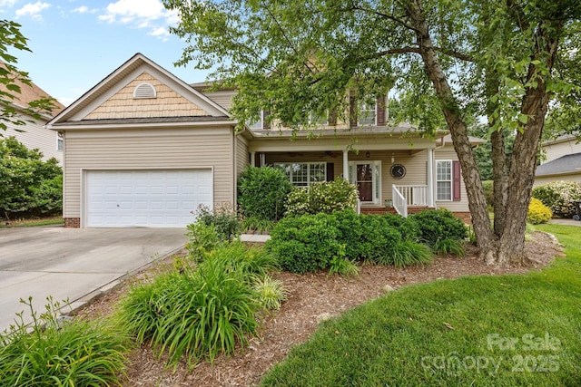 6533 Derby Ln NW, Concord, NC 28027 - view of front of home featuring covered porch, concrete driveway, and a garage