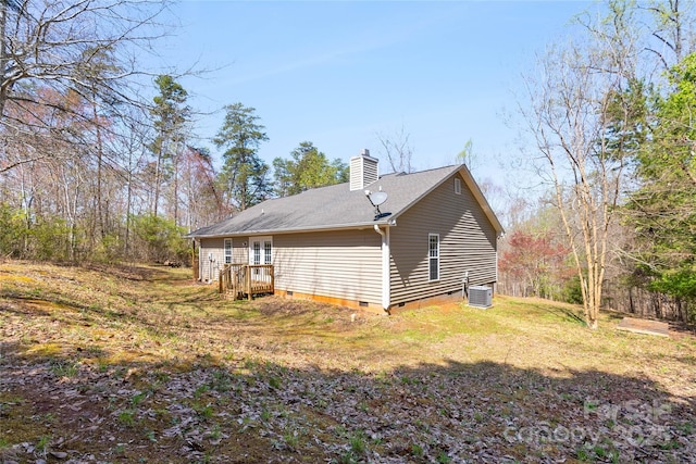 116 Dean Rd, Anderson, SC 29625 - view of home's exterior featuring crawl space, a chimney, and central AC