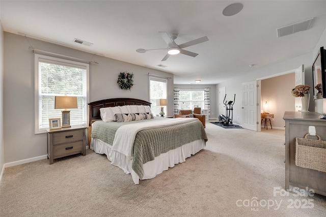 424 Castlebury Ct, Clover, SC 29710 - bedroom with light carpet, baseboards, and ceiling fan