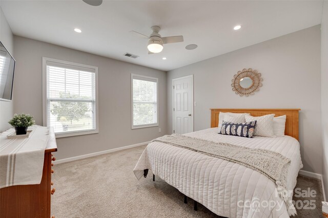 424 Castlebury Ct, Clover, SC 29710 - carpeted bedroom featuring baseboards, a ceiling fan, and recessed lighting