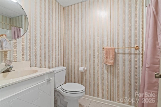 460 27th Avenue Cir NW, Hickory, NC 28601 - bathroom featuring tile patterned flooring, toilet, and vanity