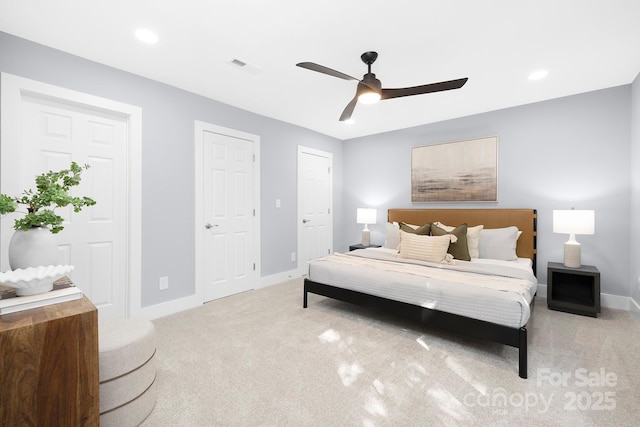 4838 Keats Ave, Charlotte, NC 28212 - carpeted bedroom featuring ceiling fan and recessed lighting
