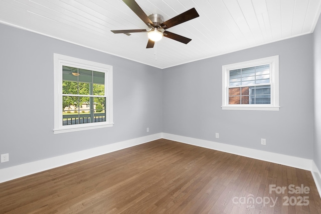 4838 Keats Ave, Charlotte, NC 28212 - empty room with dark wood finished floors, ceiling fan, and wood ceiling