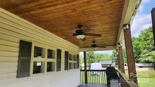85 Oshea Ln, Waynesville, NC 28786 - deck featuring ceiling fan and grilling area