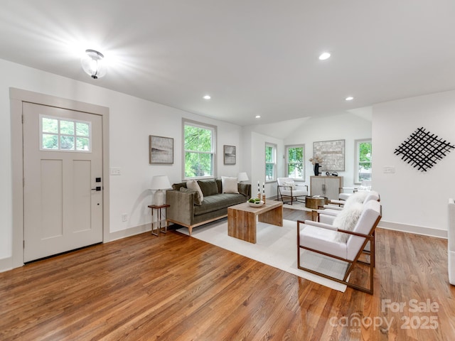 2114 Thurmond Pl, Charlotte, NC 28205 - living room with light wood-style floors, healthy amount of natural light, recessed lighting, and baseboards