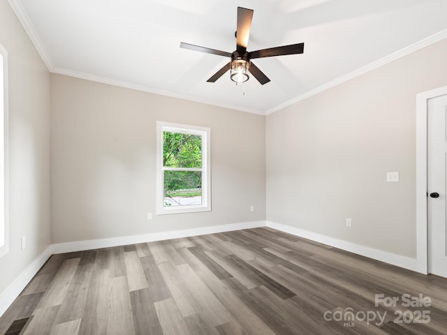 123 Edwards Ave, Swannanoa, NC 28778 - spare room with wood finished floors, ceiling fan, ornamental molding, and baseboards