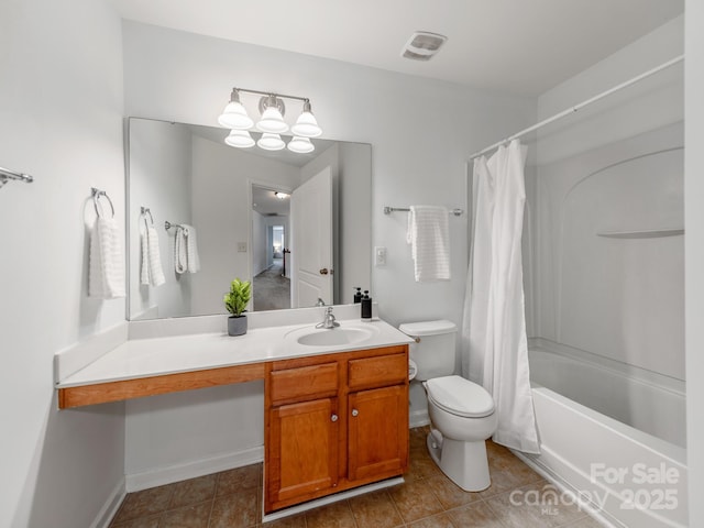 6532 Prosperity Commons Dr, Charlotte, NC 28269 - full bathroom with toilet, vanity, shower / bath combo with shower curtain, tile patterned floors, and baseboards