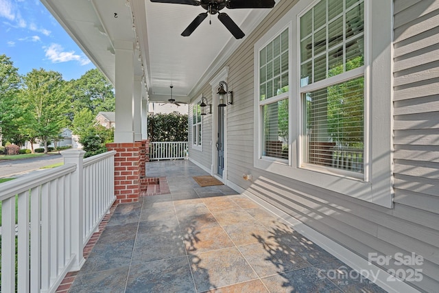 16909 Red Cow Rd, Charlotte, NC 28277 - covered porch featuring a ceiling fan