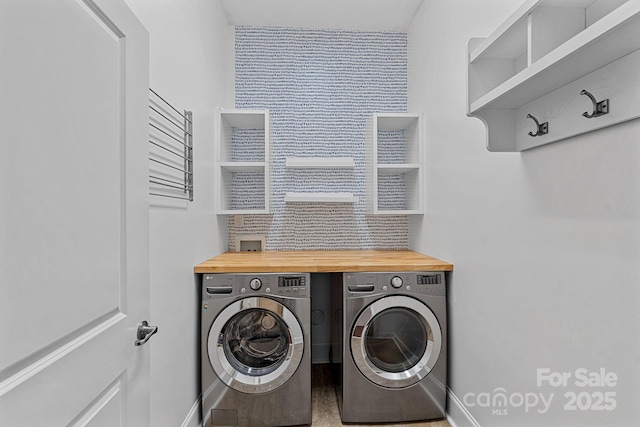 16909 Red Cow Rd, Charlotte, NC 28277 - laundry room with washer and dryer and baseboards