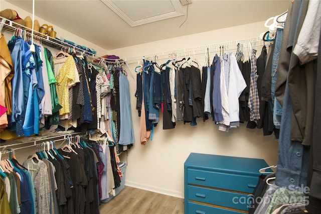 4001 Brook Valley Run, Monroe, NC 28110 - spacious closet featuring attic access and wood finished floors