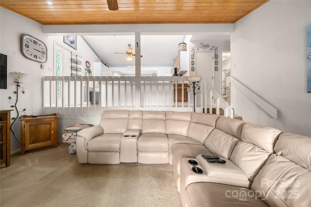 131 Apple Blossom Ln, Maggie Valley, NC 28751 - living room featuring wooden ceiling and a ceiling fan