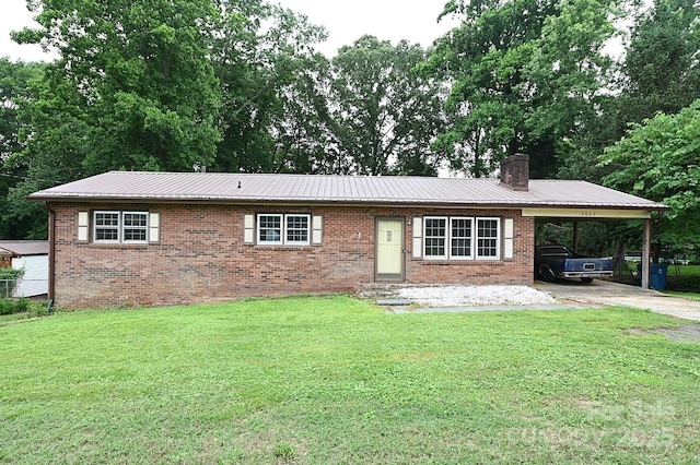 2625 Glenn St, Newton, NC 28658 - single story home with brick siding, a chimney, entry steps, and a front lawn
