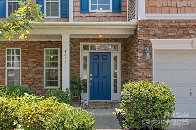 2233 Sonoma Valley Dr, Charlotte, NC 28214 - property entrance with stone siding and a porch