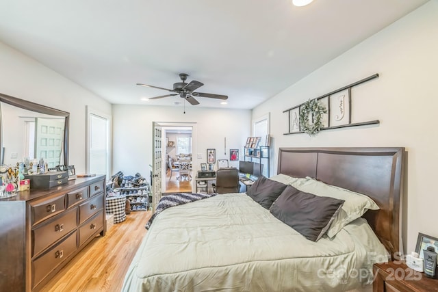 432 4th Street Pl SW, Hickory, NC 28602 - bedroom with light wood-type flooring, ceiling fan, and recessed lighting