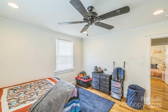 432 4th Street Pl SW, Hickory, NC 28602 - bedroom featuring crown molding, wood finished floors, baseboards, and ceiling fan