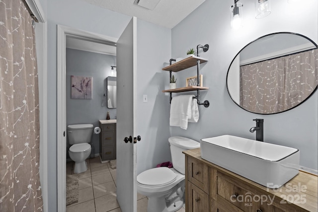 4043 Windward Dr, Tega Cay, SC 29708 - full bath with toilet, vanity, tile patterned floors, and curtained shower