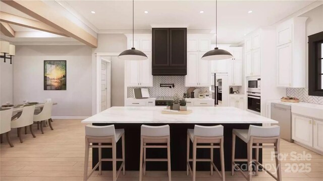 0000 Woodhill Cove Ln Unit 5, Denver, NC 28037 - kitchen with dishwashing machine, refrigerator, tasteful backsplash, light countertops, and white cabinets