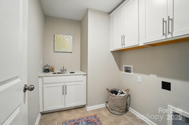 9930 Cask Way, Huntersville, NC 28078 - laundry room featuring cabinet space, electric dryer hookup, hookup for a washing machine, and light tile patterned flooring
