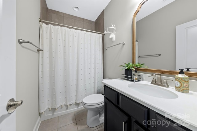 1712 Askern Ct, Waxhaw, NC 28173 - bathroom with tile patterned flooring, vanity, toilet, and shower / tub combo
