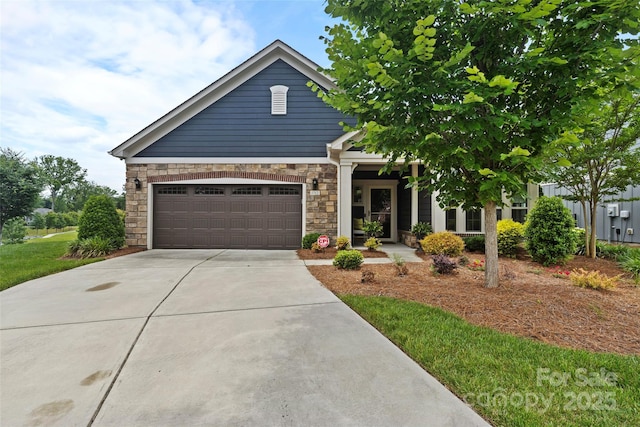 1712 Askern Ct, Waxhaw, NC 28173 - view of front of property with stone siding, concrete driveway, and an attached garage