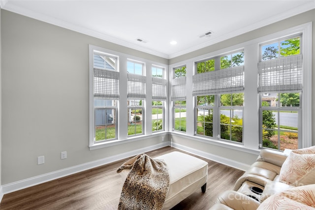 1712 Askern Ct, Waxhaw, NC 28173 - sunroom / solarium featuring crown molding, wood finished floors, and recessed lighting