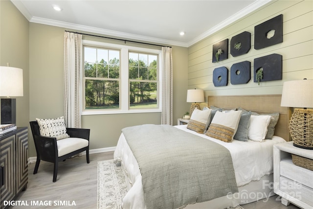 9957 Cask Way, Huntersville, NC 28078 - bedroom with crown molding, baseboards, light wood finished floors, and recessed lighting